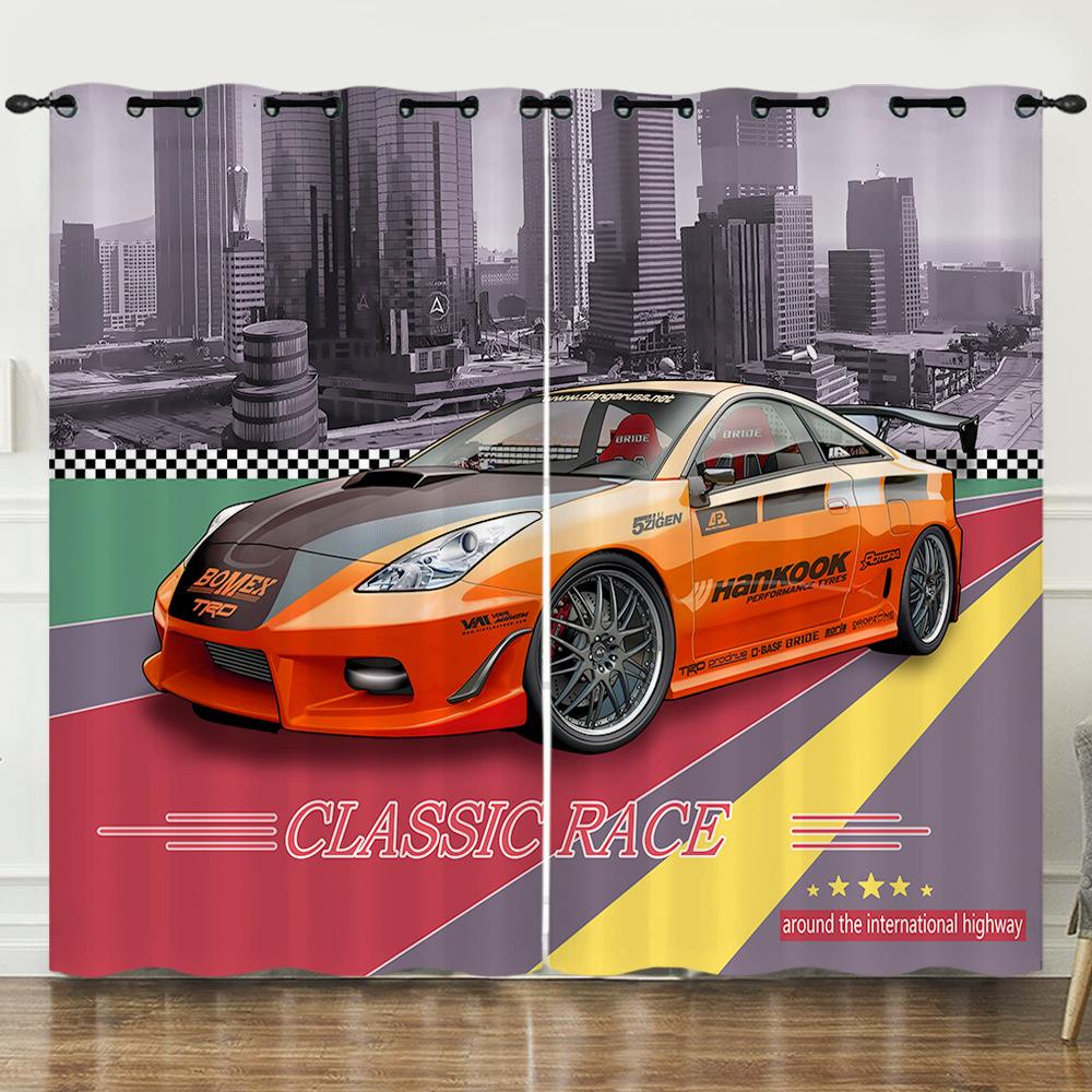 Curtain Race Racing 3D Digital Printing Blackout Curtain Punching