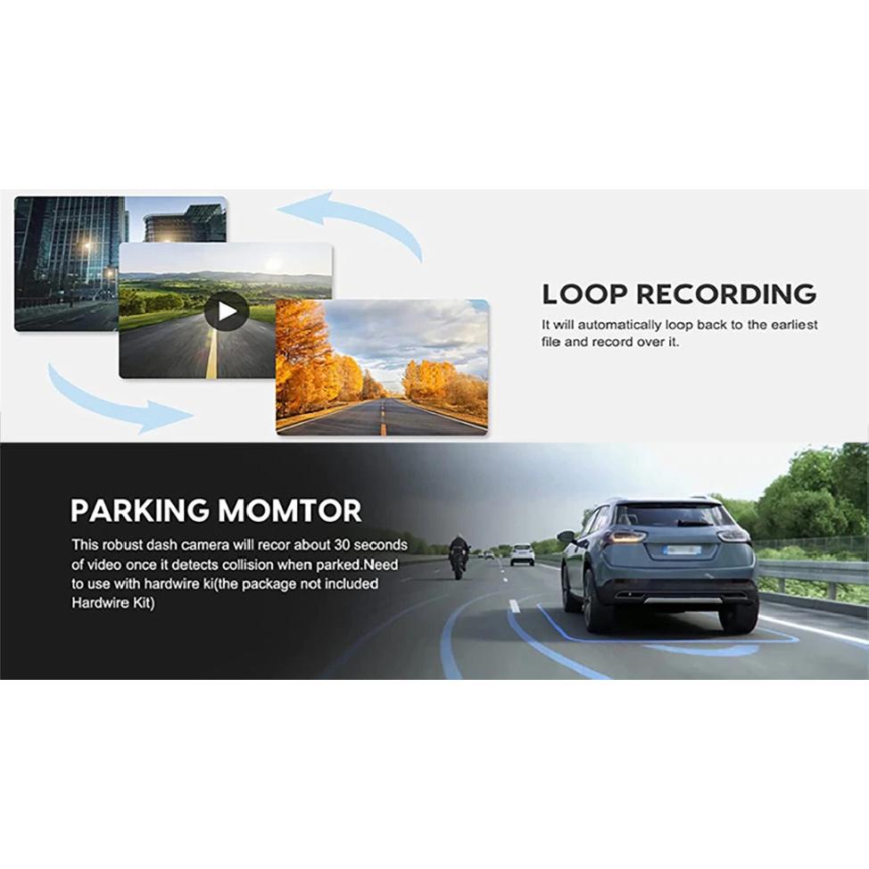 4K UHD 11.26 Inch 3 Channel Dash Cam GPS with Wireless Apple Carplay & Android Auto Voice Control Backup Camera IR Night Vision