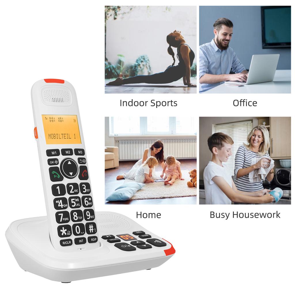 Sistem telefonic extensibil fără fir Bisofice cu suport de răspuns telefonic 3 linii Afișează ID apelant