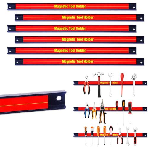 BestBuy Magnetic Tool Bars, Magnetic Tool Holders, Magnetic Tool Bars, Set of 6, 460mm, Metal, Wall-Mounted Tool Holder for Wrenches and Pliers, Garag