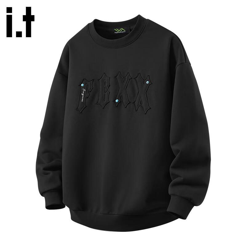 fingercroxxit Men's Loose Fit Patch Letter Sweatshirt