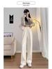 Women's High Waist 145cm Loose Wide-Leg Spring/Autumn Pants for Petite