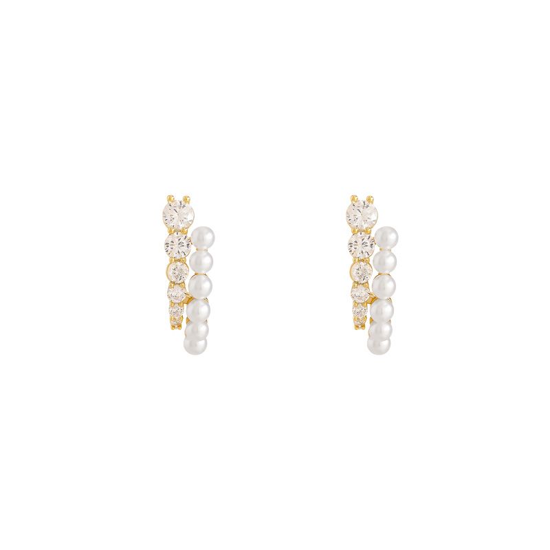 Accessible Luxury Fancy Elegant Double Layer Zircon Pearl Stud Earrings Women's Earrings 2025 New Arrival Best Selling