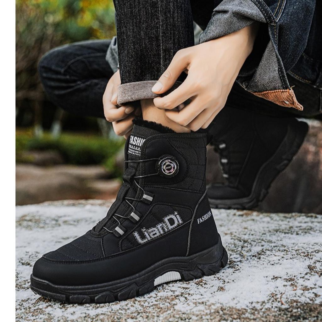 Thick Soled Shoes, Snow Boots, Plush, Thickened, Warm Shoes, Cotton Boots, Swivel Buckles, Breathable Men's Shoes