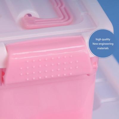 Scatola Portaoggetti in Plastica PP con Coperchio Portatile Giocattoli per Bambini Cancelleria per Studenti Custodia Contenitore per Gioielli Scatola per Ordinare Cosmetici
