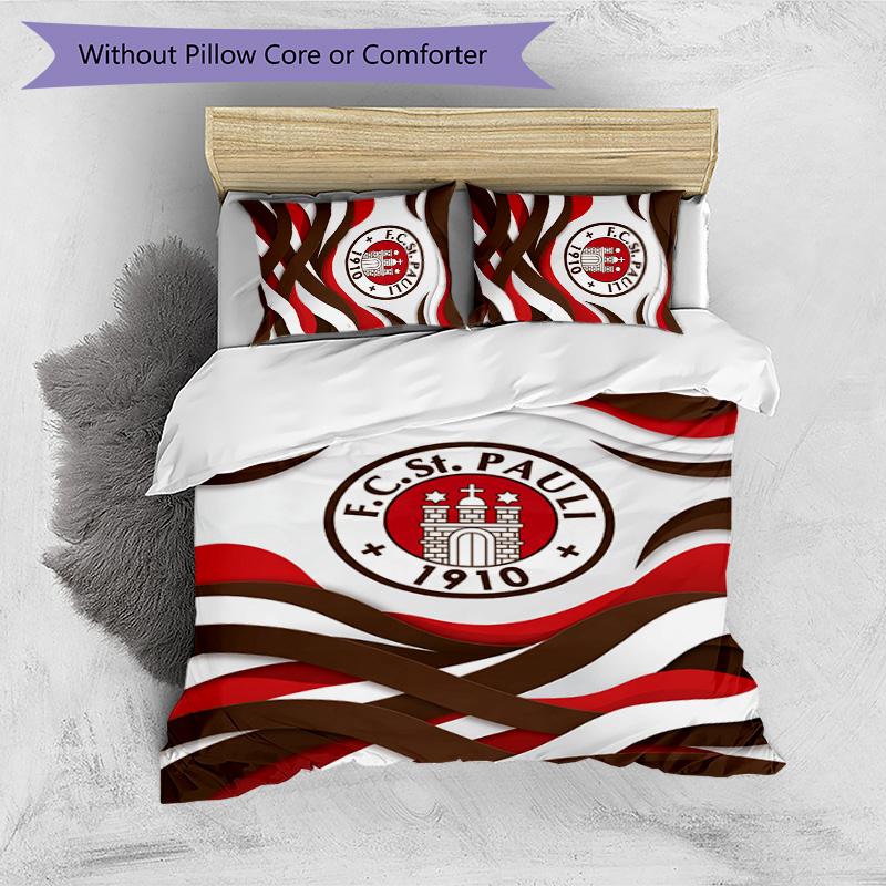 FC St. Set Lenzuola 3 Pezzi Stampato Calcio Pauli, Confortevole Set Copripiumino per Camera da Letto Amico della Pelle