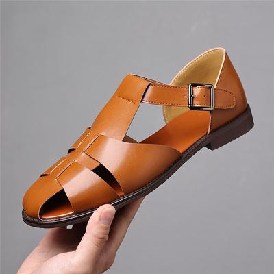 Verano Nuevo Hombres Gladiadores Azul Blanco Slip On Cuero PU Zapatos Casuales Masculinos Transpirables Sandalias de Playa Zapatillas de Exterior Zapatos