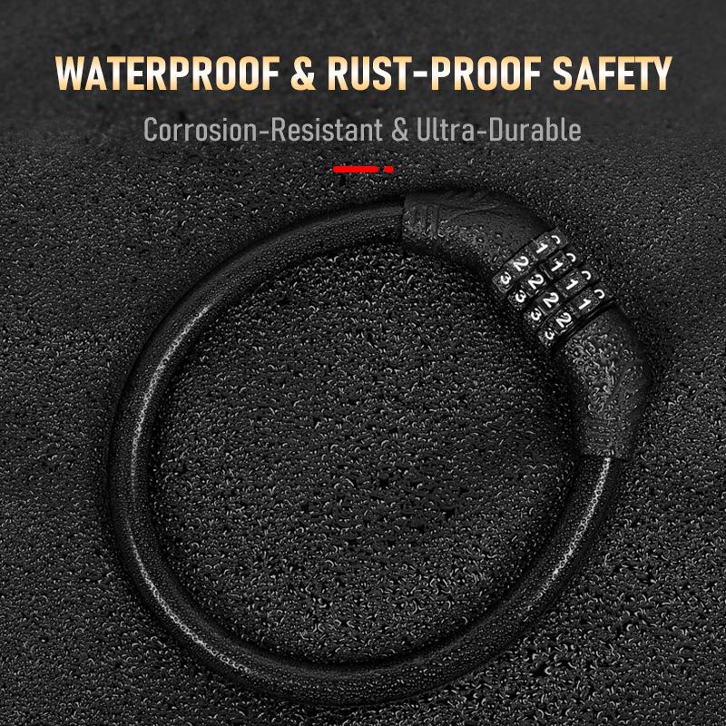 High-Security 4-Digit Bike Lock - Reinforced Steel Cable for Bikes/Scooters/Motorcycles - Easy-to-Remember Combination 4