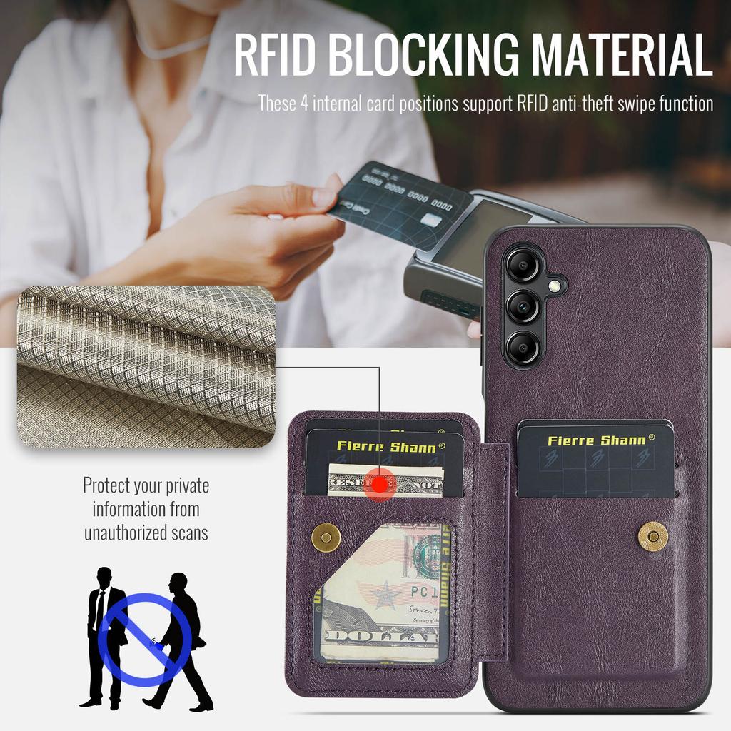 För Samsung Galaxy A55 5G Fodral PU-läder+TPU Skyddande Telefonskal med Korthållare