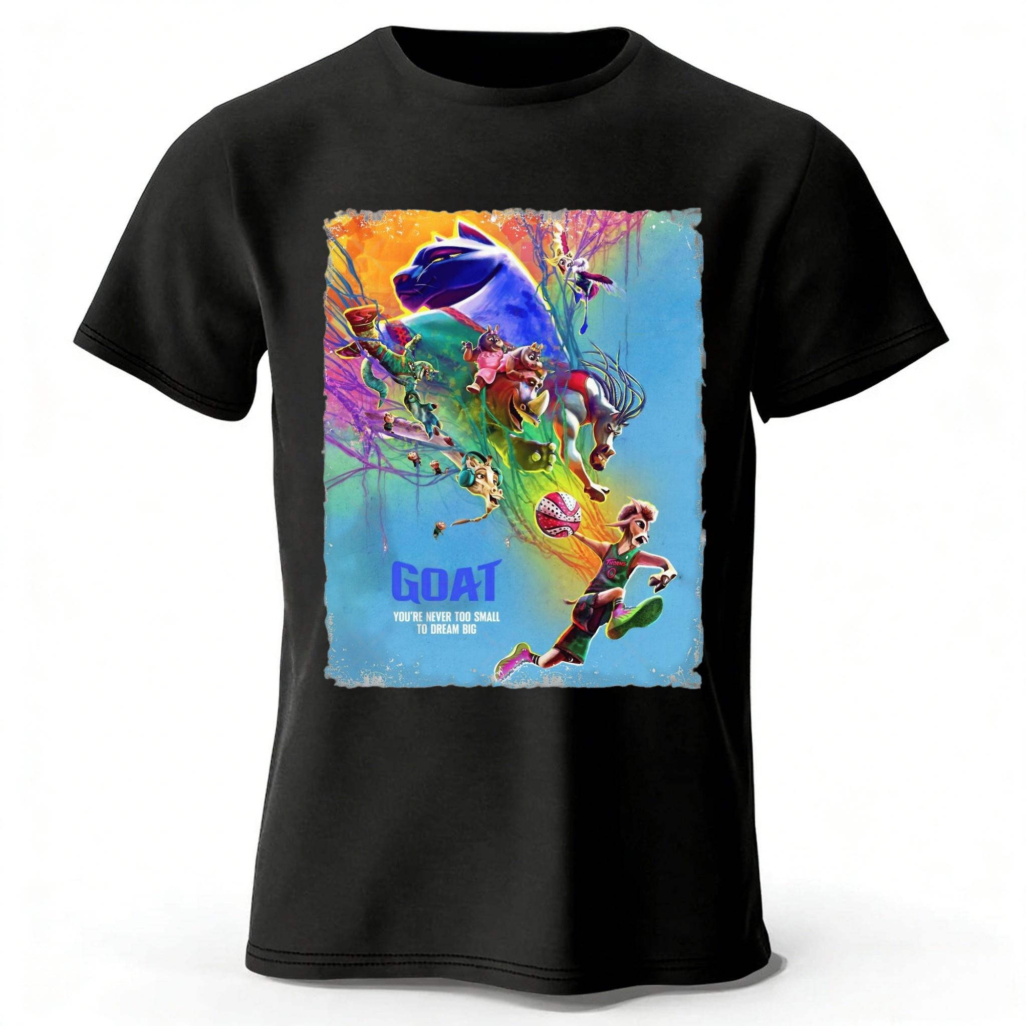 

Аниме Фильм GOAT Тот же Стиль Чистый Хлопок Короткий Рукав Периферия Унисекс Уличная Мода Повседневная Оверсайз Футболка Топ S чёрный