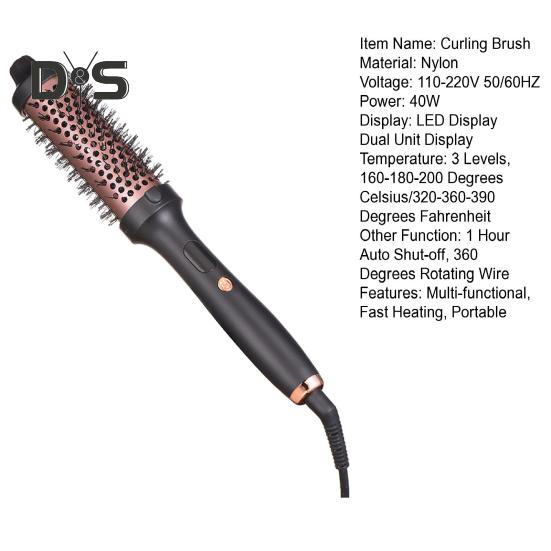 Przewodowa szczotka do loków 38MM Szczotka termiczna z wyświetlaczem LED Szybko nagrzewająca się okrągła szczotka z ujemnymi jonami Elektryczna prostownica do włosów Lokówka Narzędzia