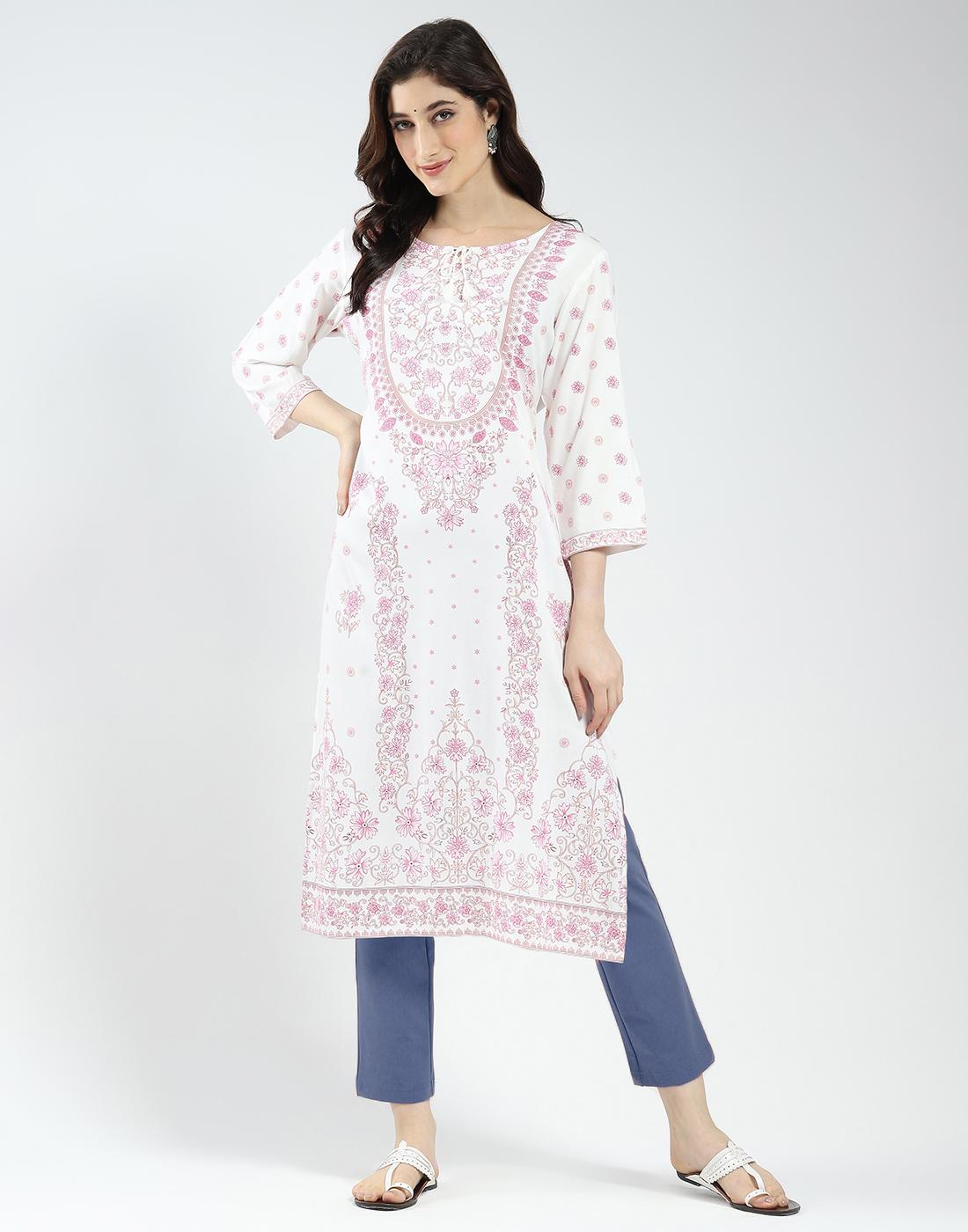 

Monte Carlo Women s Regular Fit 3/4 Sleeve Printed Kurti L белый