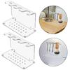 2Pcs Clear Shaving Planner Modern Acrylic Cutlery Stand Durable Countertop Bathroom Shelf for Grooming Tools