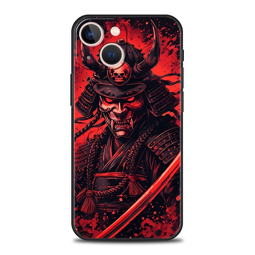 Japan Ghost Face Samurai Phone Case For iPhone 17 16E 15 16 14 13 12 11 Pro Max 7 8 Plus Soft TPU Back Cover