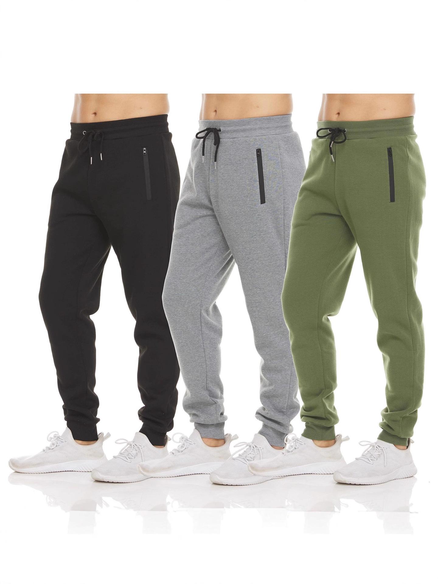 

Men s Slim Fit Athletic Fleece Sweatpants with Zippered Cuffs XS темно-синього кольору