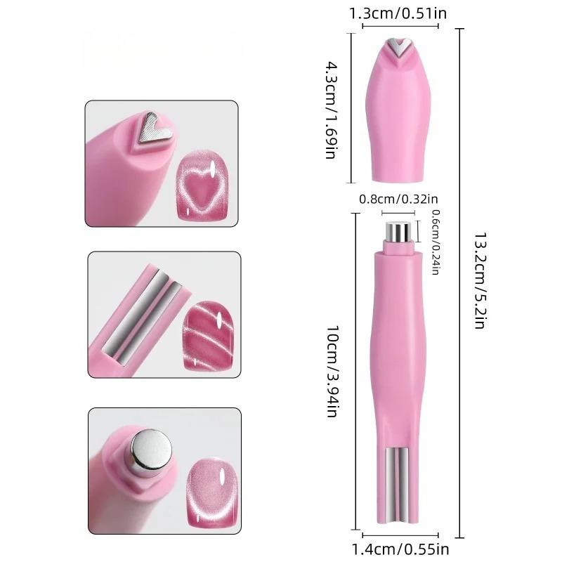 3 in 1 Cat Eye Nail Magnetic Stick Love Heart Snake Pattern French Cat Eye Nail Magnet UV Gel Polish Effect Manicure Design Tool