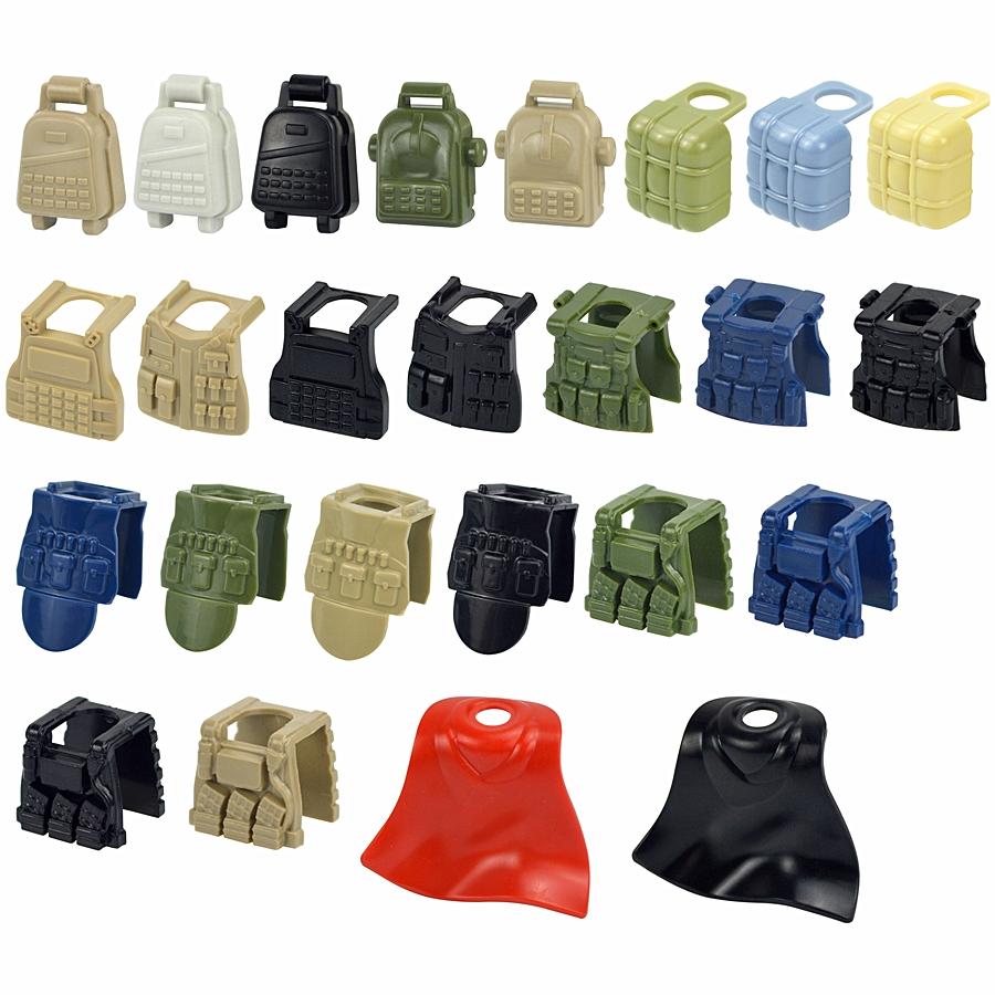 WW2 Militärzubehör Brick City Polizeikräfte Helm Rucksack Schwere Rüstung Weste Baustein Soldatenfiguren Waffe Kinderspielzeug