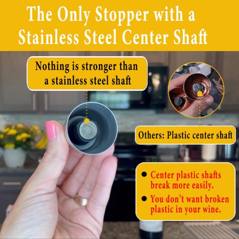 2ks, zátka na víno, zátka na fľaše z nehrdzavejúcej ocele so silikónovým tesnením, opakovane použiteľný šetrič nápojov, čerstvosť, zdokonalený tmel na fľaše