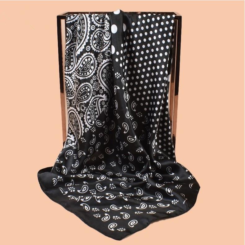 High Quality Polka Dot Square Scarf Women Designer Twill Silk Scarf Shawl Hijab Luxury Bandana Fashion Neckerchief HeadScarf
