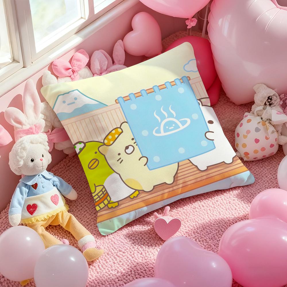 S-Sumikko Gurashi Exquisite Pillow Case Soft Plush Fabric Double-Sided Printed Cushion Cover Warm Winter Sofa Pillow Case