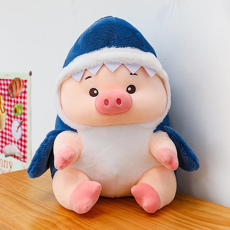 

New shark turned into piggy plush toy doll children sleep with pillow doll birthday gift 40cm