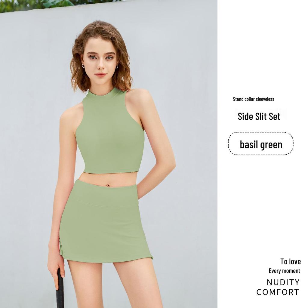 New Summer Sports Quick-Dry Sleeveless Yoga Set: Fitness Vest & A-Line Skort