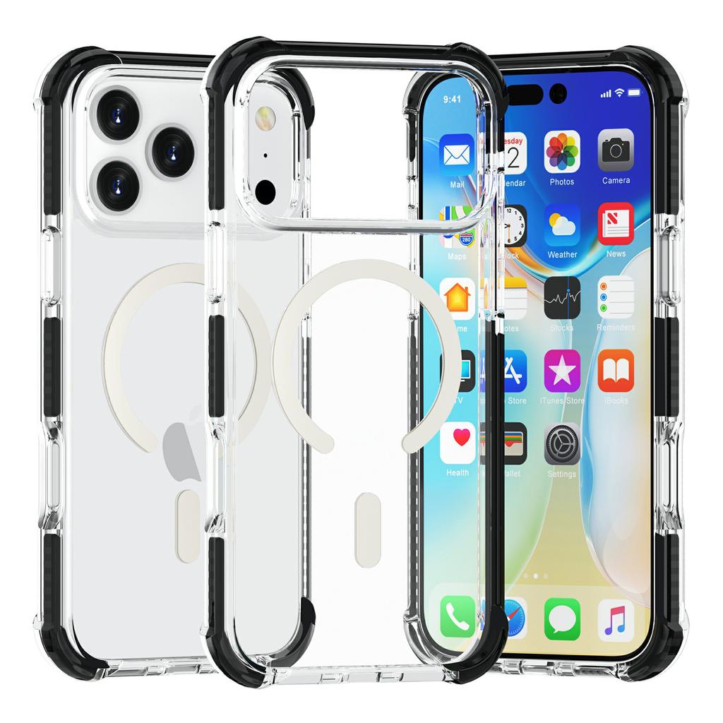 For iPhone 17 Pro Case Compatible with MagSafe Reinforced Corners TPU + Acrylic + TPE Phone Cover