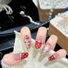 L98 Wine Red Polka Dot French Luxury Whitening Handmade Wearable Nails