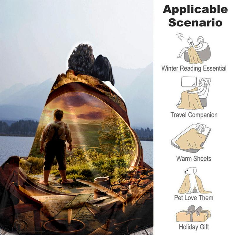 Hobbit Doorway Adventure Poster PrintPrint Blanket, Soft Blanket For Sofa Office Bed And Travelling Daughter Birthday Gift Esj376