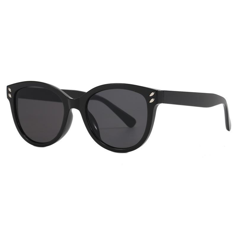 New retro round frame sunglasses simple rice nails high-end sunglasses anti-ultraviolet tide S