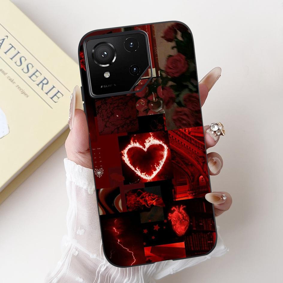 For Asus Rog Phone 9 Pro 5G Case Popular Flower Cartoon Soft Black Silicone Shockproof Cover For Asus Rog Phone 9 FE Phone9 Capa