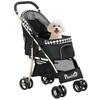 Pet Stroller with 2 Doors Mesh Window Storage Basket Safety Rope 80x44.5x97 Cm Black