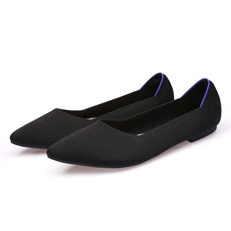 Fashion Women Shoes Flat Knit Breathable Square Heel Fashionable Beautiful Princess Antiskid Rubber Sole Comfortable 2025