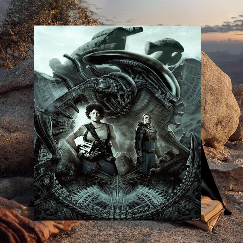 1PC Alien horror Artwork Flannel Blanket Gift, Suitable for Both Men And Women, Soft Ideal for Beds And Sofa, Birthday Or Christmas Gift