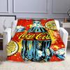 Retro Coca-Cola with Lemon and Ice Patterned flannel blanket perfect for the bedroom living room, sofa, or a little nap
