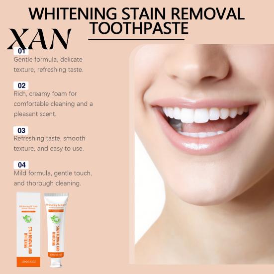 100G Care Toothpaste Stain Removal Teeth Whitening Toothpaste, Gentle Cleansing for Men Women, Fresh Breath Oral Mints Flavor Plaque
