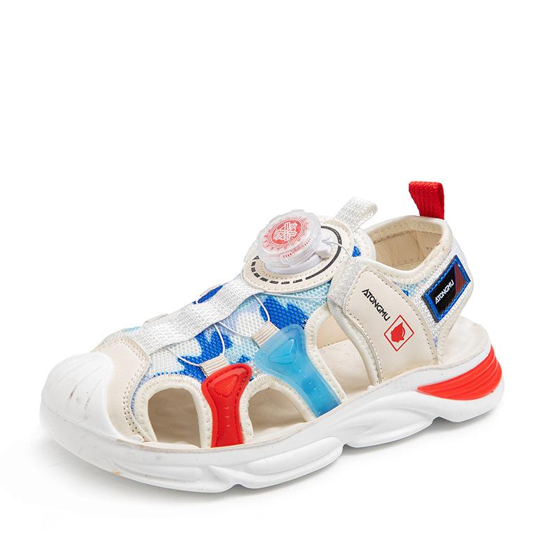

Boys Baotou Polyurethane Comfort Sandals New Rotating Button Little Boys Students Beach Shoes Trendy Girls Outer Wear 31 yards inner length 19.5CM бежевый