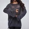 Knitted Hollow Sweater Summer New Women's See-Through Thin Round Neck Bell Sleeve Knit T-Shirt