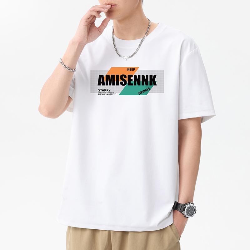 Amisennk Pattern 12 Colors Men's Short Sleeve T-Shirt 100% Cotton Streetwear Tee