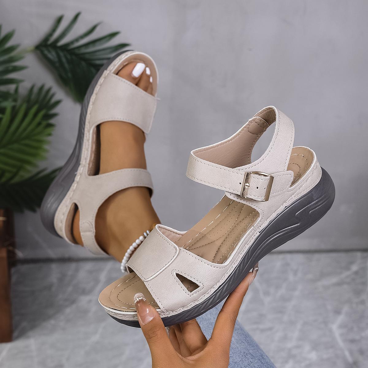 

Сандалии женские модные на платформе универсальные женские сандалии нескользящие удобные повседневные женские туфли 43 бежевый