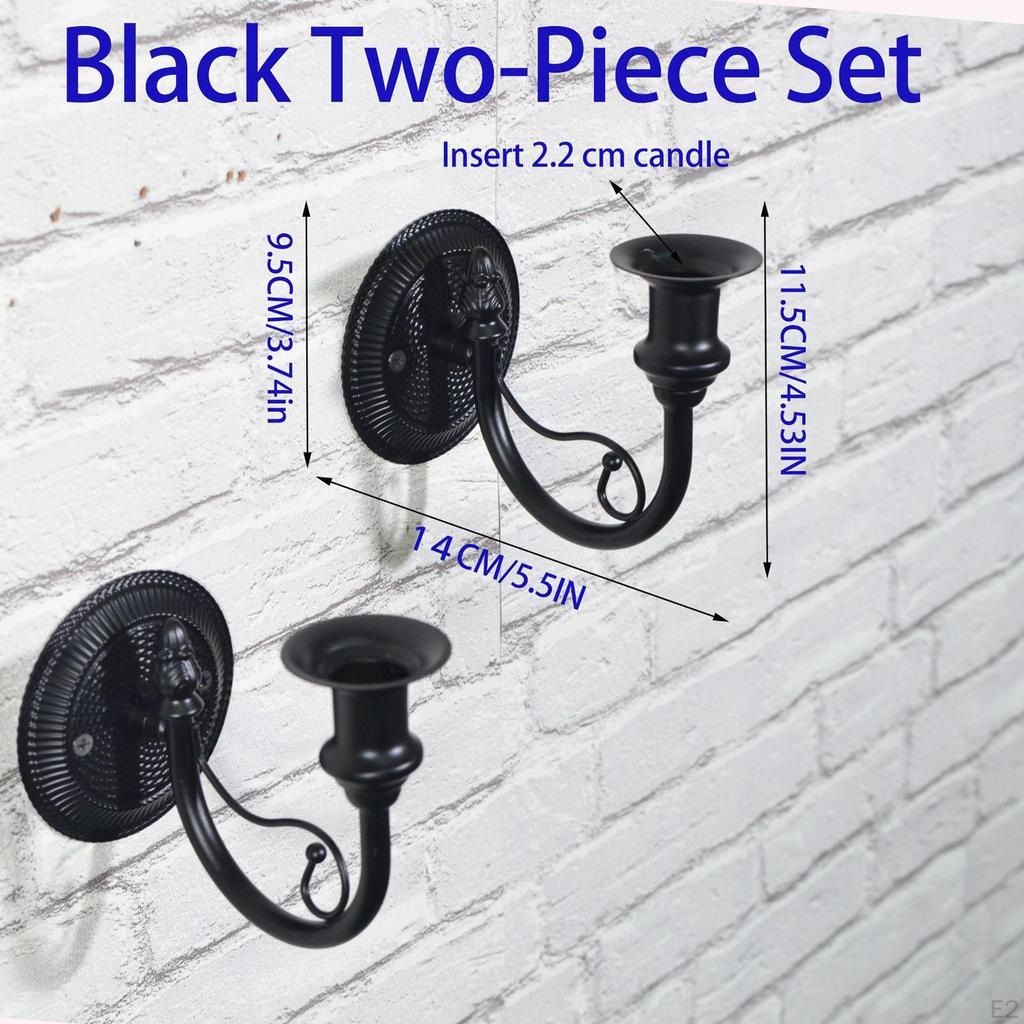 2 Metall-Kerzenhalter, Retro-Dekorative Wandleuchten für Flur, Hochzeiten, Wohnzimmer und