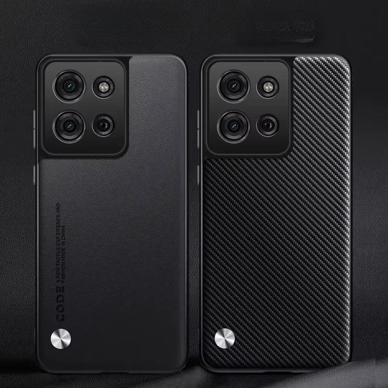 Carbon Fiber PU Leather Case For Motorola Moto G75 G55 G35 G85 Edge 50 Fusion 40 Neo Silicone Matte Bumper Soft Frame Shockproof Cover