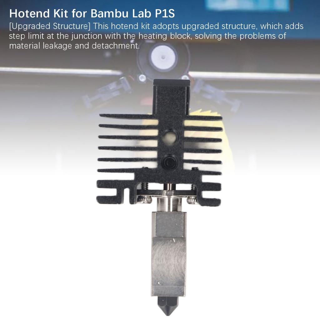 Hotend Kit 0.2mm Hardened Steel Nozzle Extruder Hot End with 2510 Fan for Bambu P1P P1S 3D Printer 0.2mm Nozzle Hotend Kit