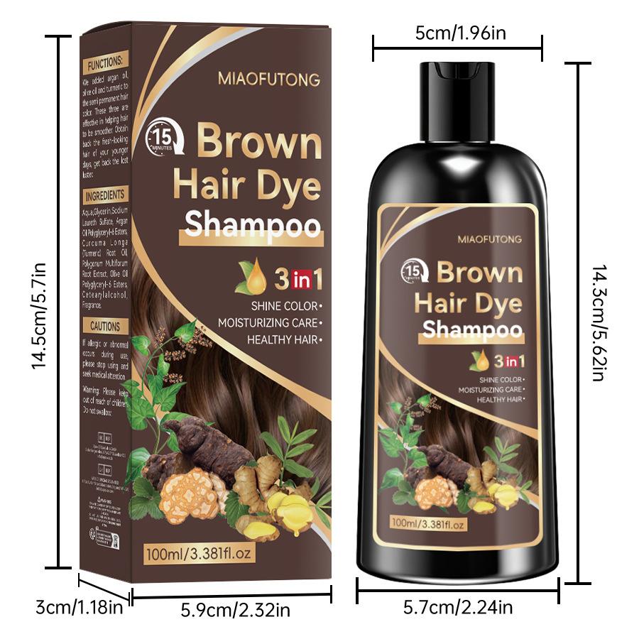 Brown Hair Dye Shampoo 3 In 1 , Moisturize, Nourish, Natural Ginger Formula