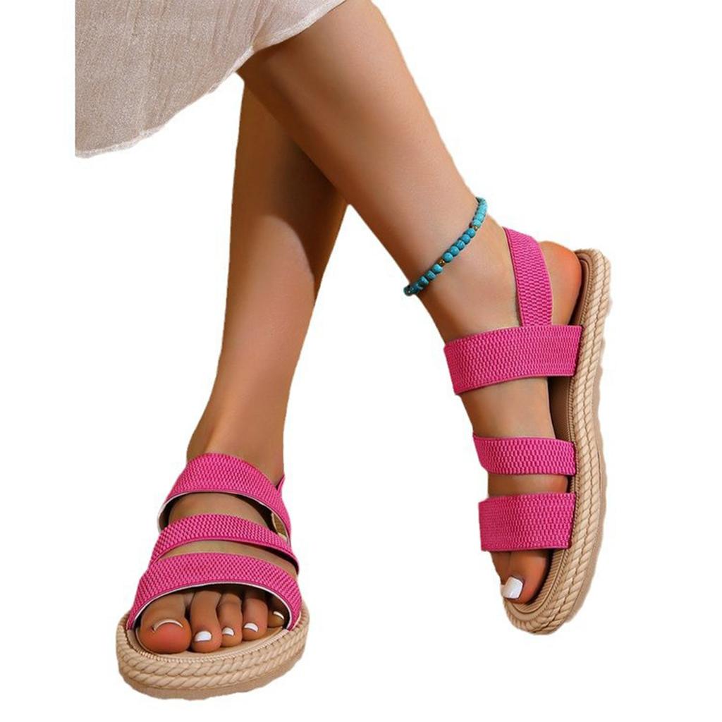 Lightweight soft soled sandals for women summer flat bottomed student Roman sandals for women round headed breathable beach sandals
