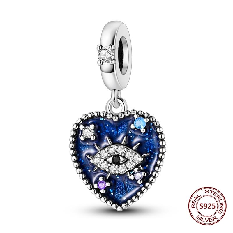 Teufelsaugen Anhänger 925 Kupfer Original Hand von Fatima Blauer Zirkon Kreuz Blaue Augen Charms Passend für Armband DIY Herstellung Zirkon Geschenk