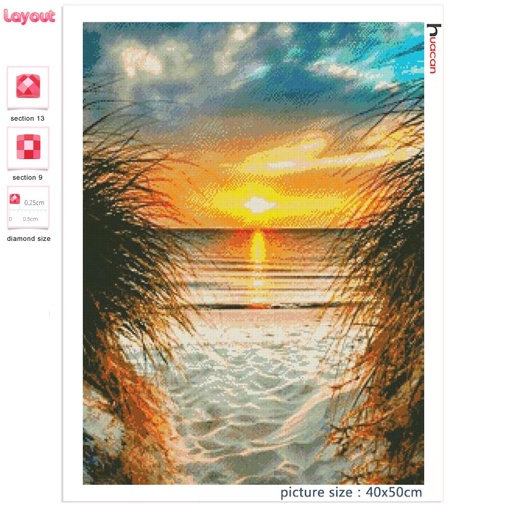 Diamond Painting Kit Seaside Sunset Landscape Full Square/round 5d Diy Embroidery Mosaic Beach Scenery Home Decor