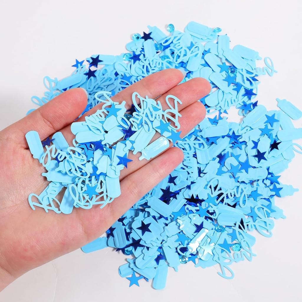 1000 Pcs Baby Shower Confetti Baby Shower Decorations Boy Rhinestones Stars Baby-Bottles Blue Table Confetti Sprinkle Decorations Gender Reveal Party