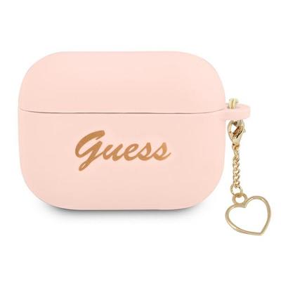 Guess Guaplschsp Airpods Pro Cover Pink Silicone Charm Heart Collection