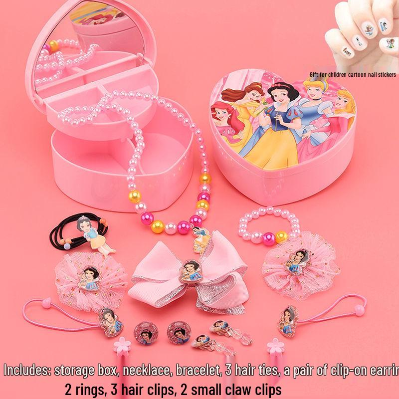 Children's Mermaid Jewelry Set: Necklace, Bracelet, Ear Clips, Rings - Cute Princess Design